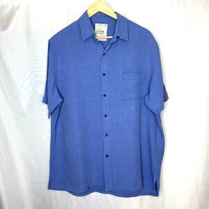 Tasso Elba Island Shirt Men Large Silk Linen Button Front Hawaiian Beach Cruise